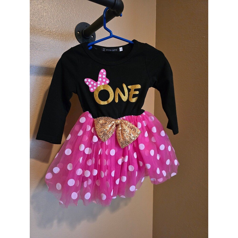 Baby girl birthday dress 12 month (1 year) polka‎ dotted tutu